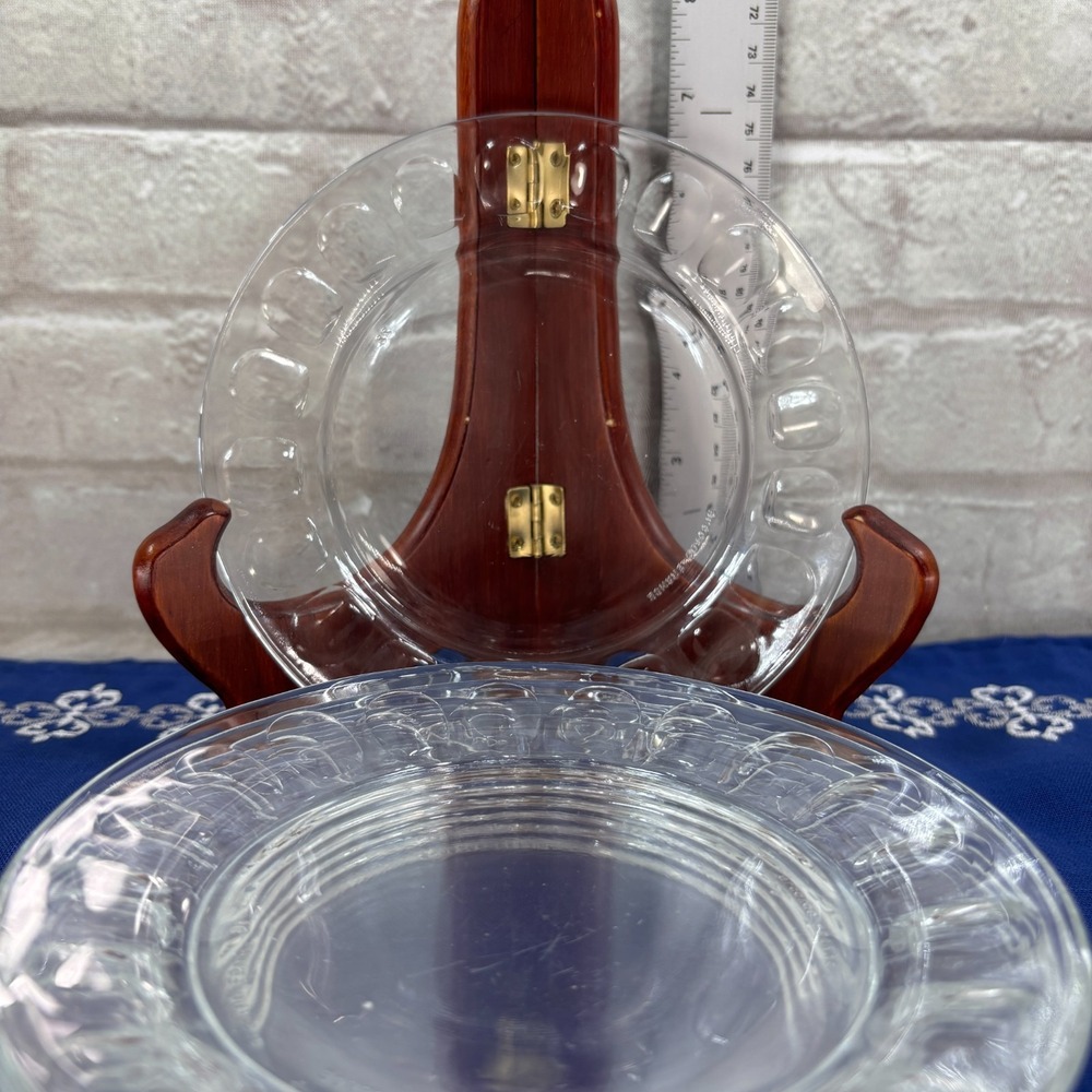 7 Vintage clear glass thumbprint rim salad plate Arcoroc France 6" - Picture 3 of 6